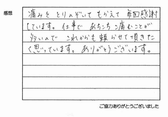 八王子市在住、３０代女性・M.I.様からいただいたアンケートの画像