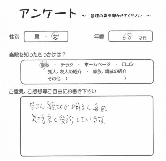 八王子在住、６０代女性・C.S.様よりいただいたアンケート