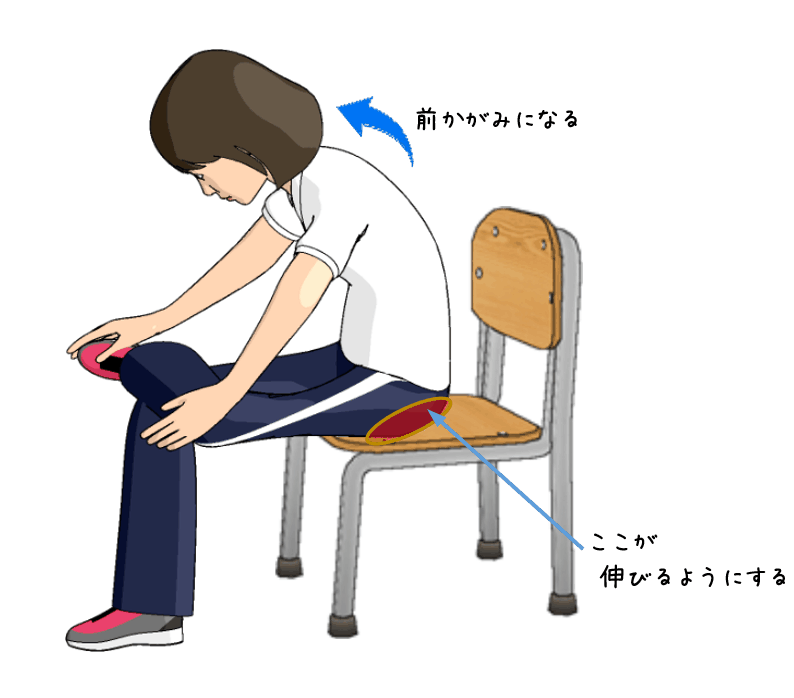 お尻の筋肉のストレッチをする女性のイラスト