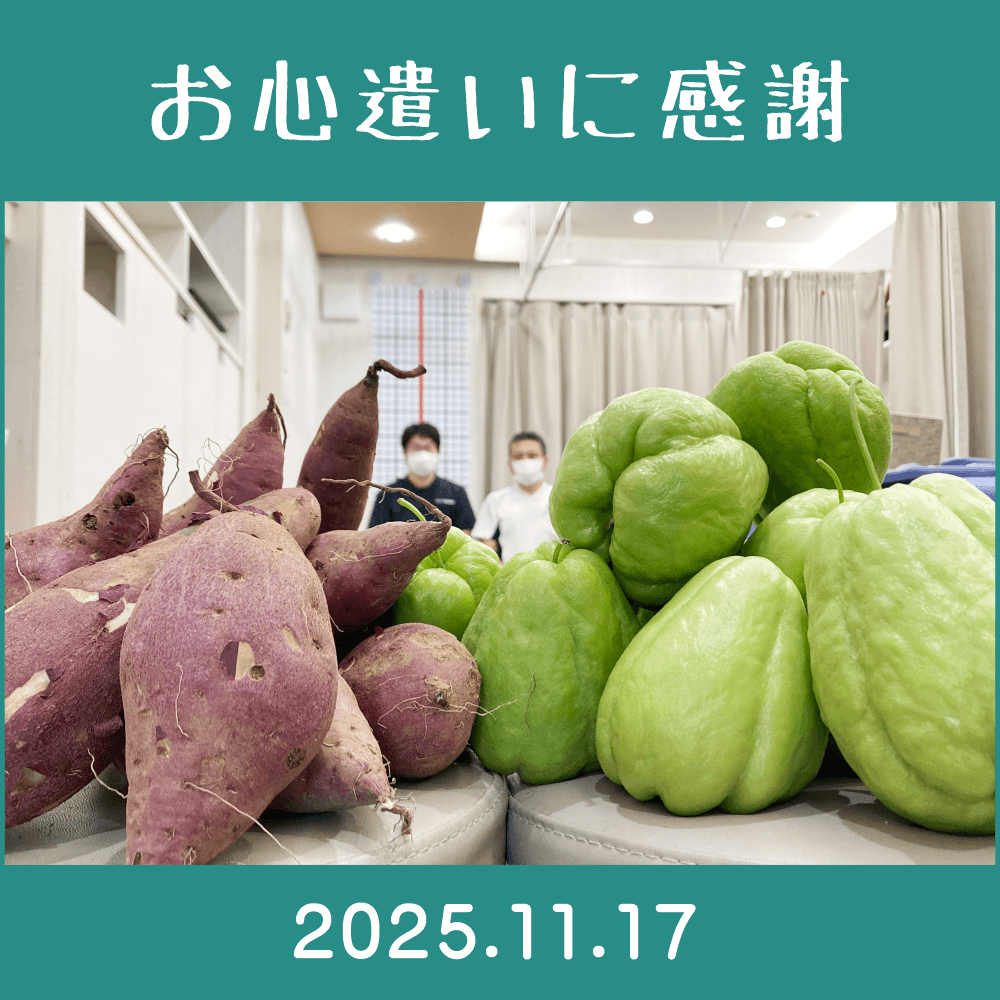 2025.11.17. 患者様からの頂き物「家庭菜園で作られた野菜|さつまいも・ハヤト瓜」