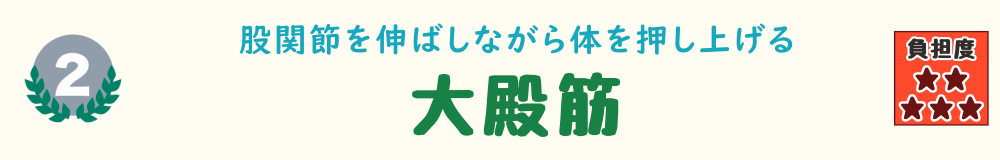 階段を上るときに股関節を伸ばして体を押し上げる大殿筋を紹介するバナー画像。