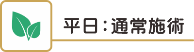 平日：通常施術